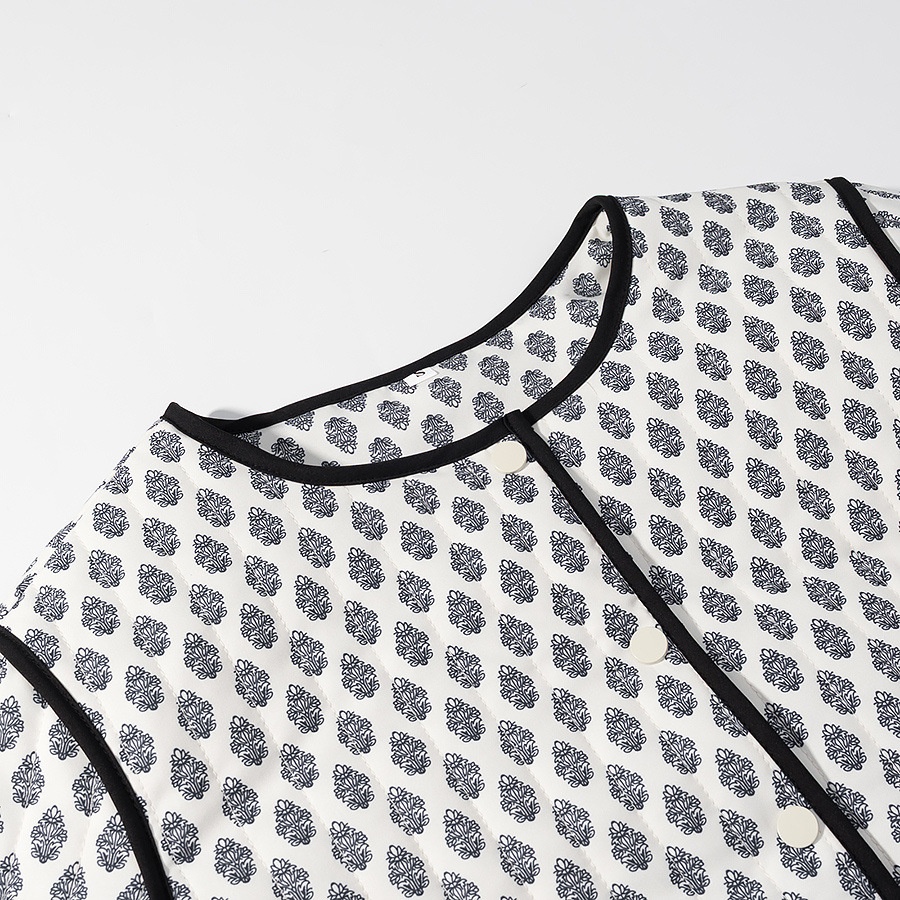 Cotton Floral Print Crew Neck Top - European Style KUN-00012