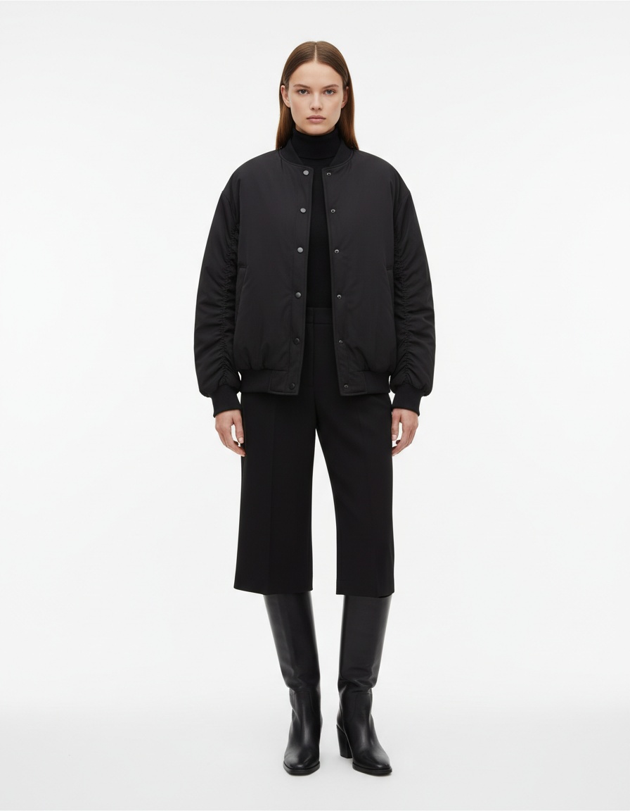 Giacca bomber da donna alla moda con arricciature - Vestibilità comoda KUN-00017