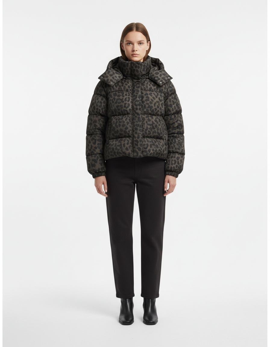 Leopard Print Padded Cotton Jacket - Classic Fashion KUN-00018