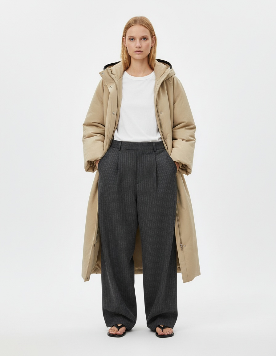 Women's Faux Fur Hooded Padded Coat Classic Longline KUN-00019