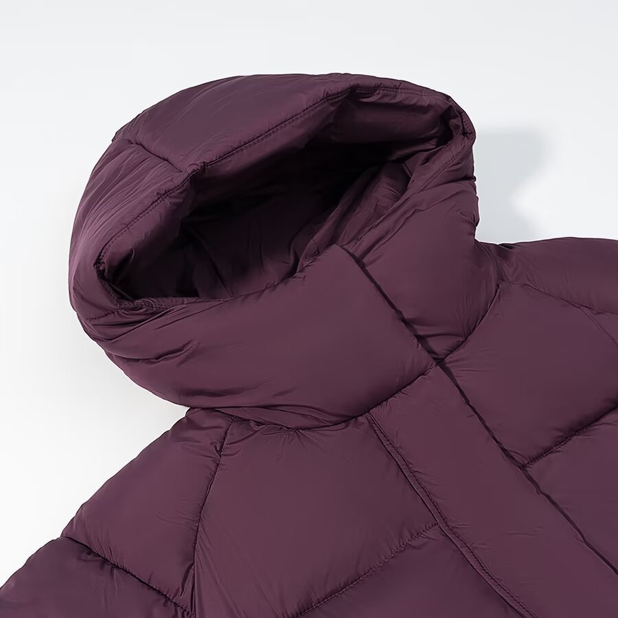 Cappotto imbottito con cappuccio da donna, caldo, per l'inverno, modello KUN-00021