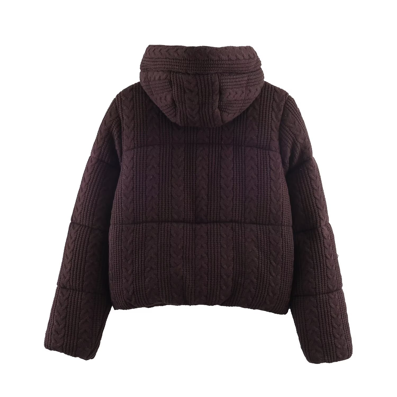 Women's Hooded Padded Cotton Jacket Braided Trim KUN-00024