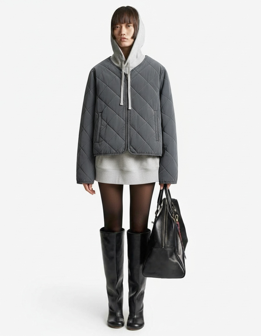 Cotton Diamond Quilted Padded Jacket - Stylish Classic KUN-00026