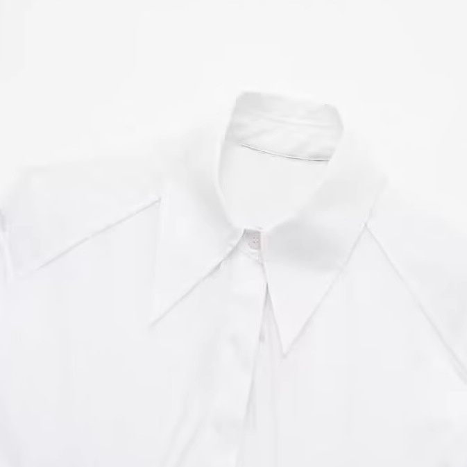 Camicia a maniche lunghe corta in popeline con corsetto KUN-00001