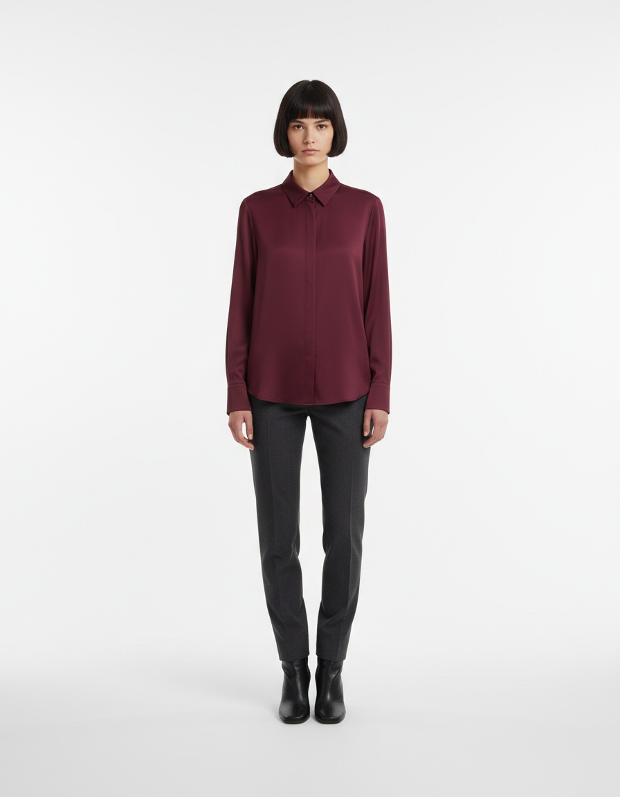 Camicia in raso - Blusa con bottoni dorati sul davanti KUN-00002