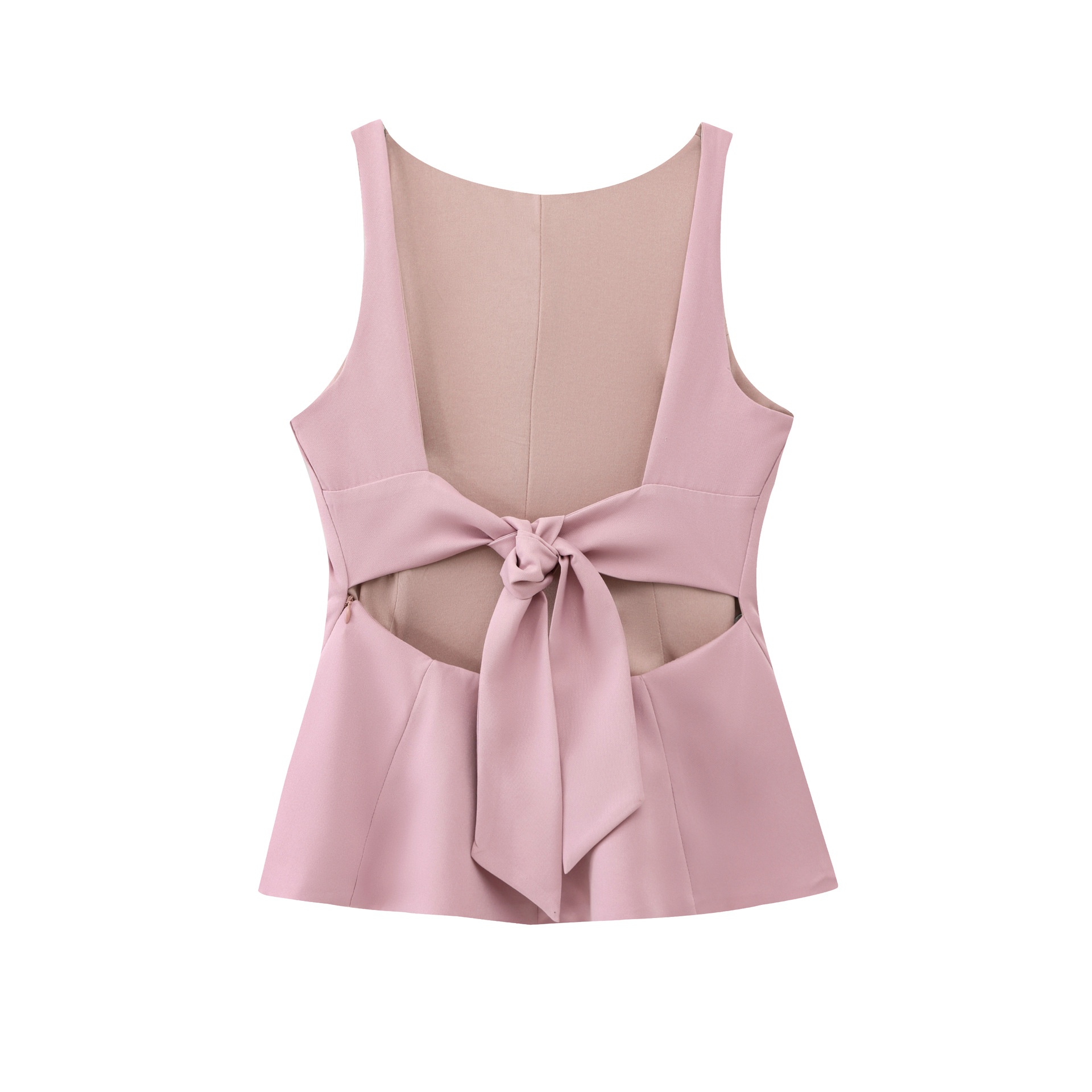 Top corto con orlo decorato con fiocco, ispirato a KUN-00004