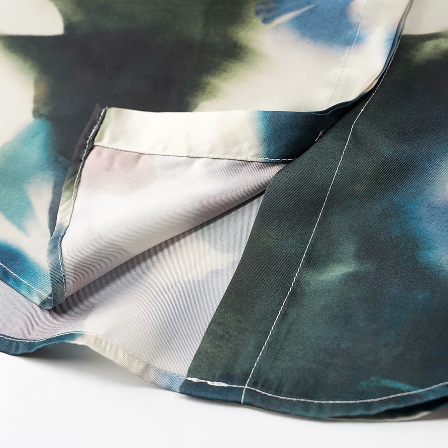 Camicetta in seta stampata, stile classico europeo, modello KUN-00005