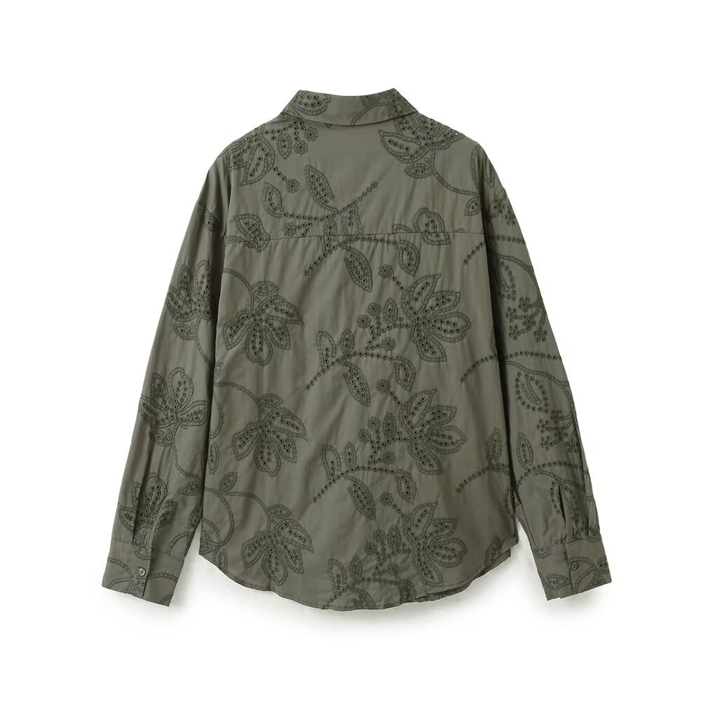 Camicia classica ricamata - Top versatile in stile europeo KUN-00008