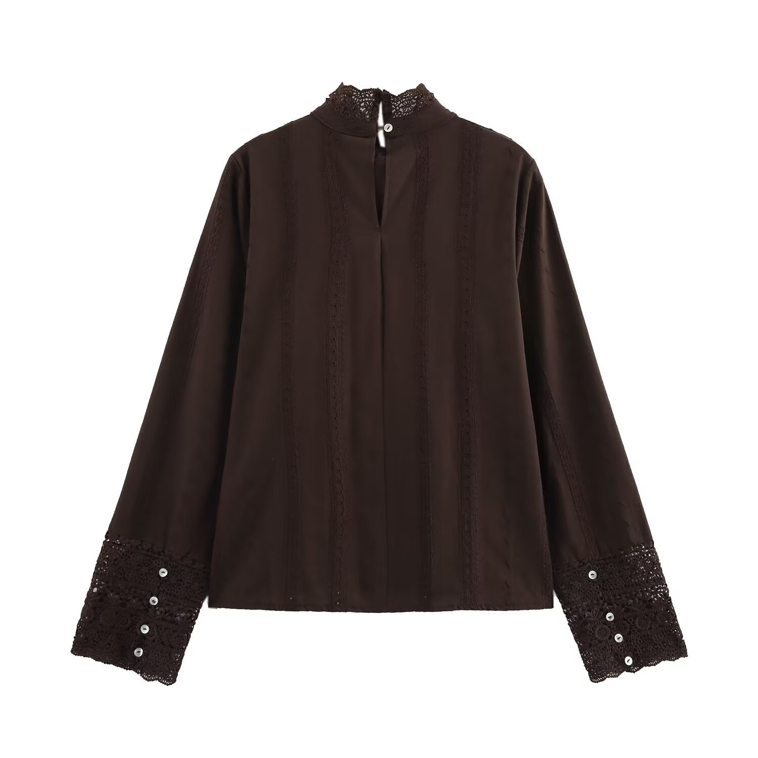 Camicetta in pizzo ricamato - Camicia classica da donna KUN-00009