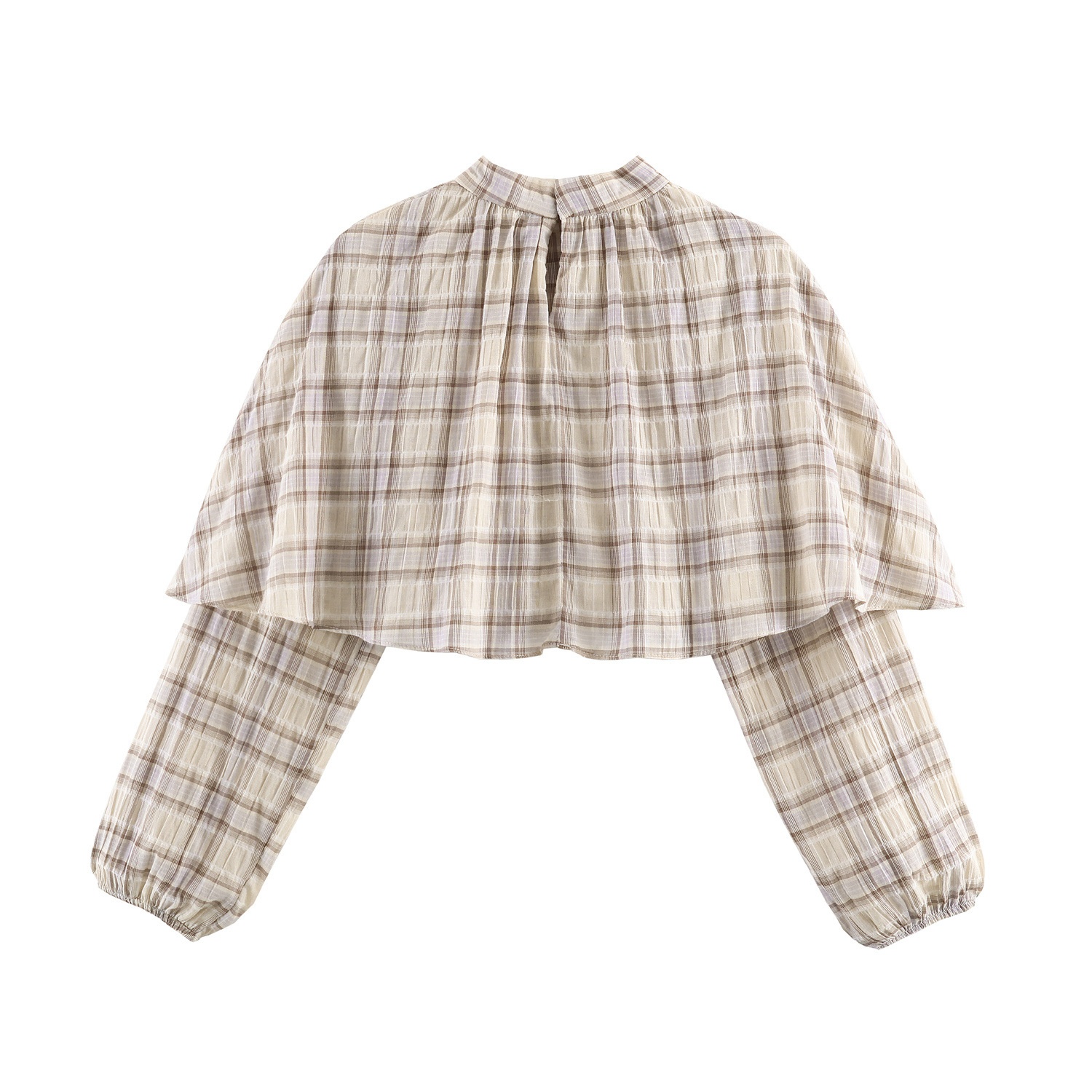 Top corto a strati a quadri da donna - Stile europeo KUN-00012