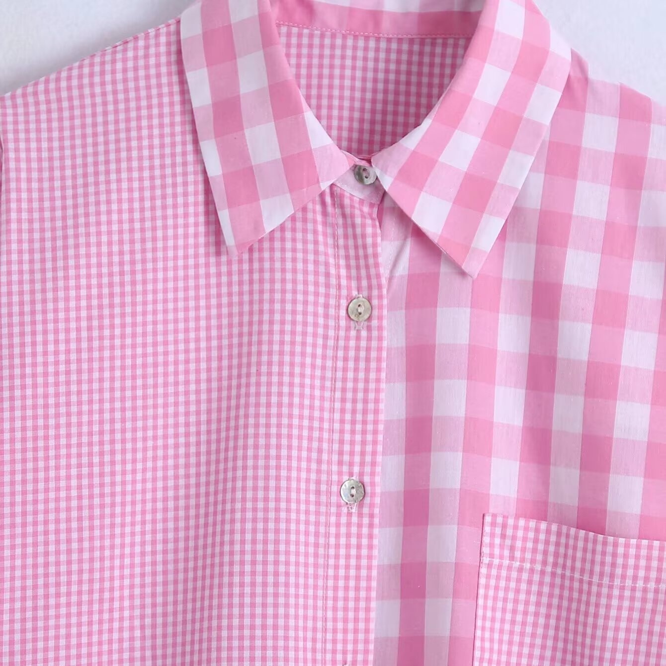 Camicetta da donna patchwork, elegante e versatile, modello KUN-00014