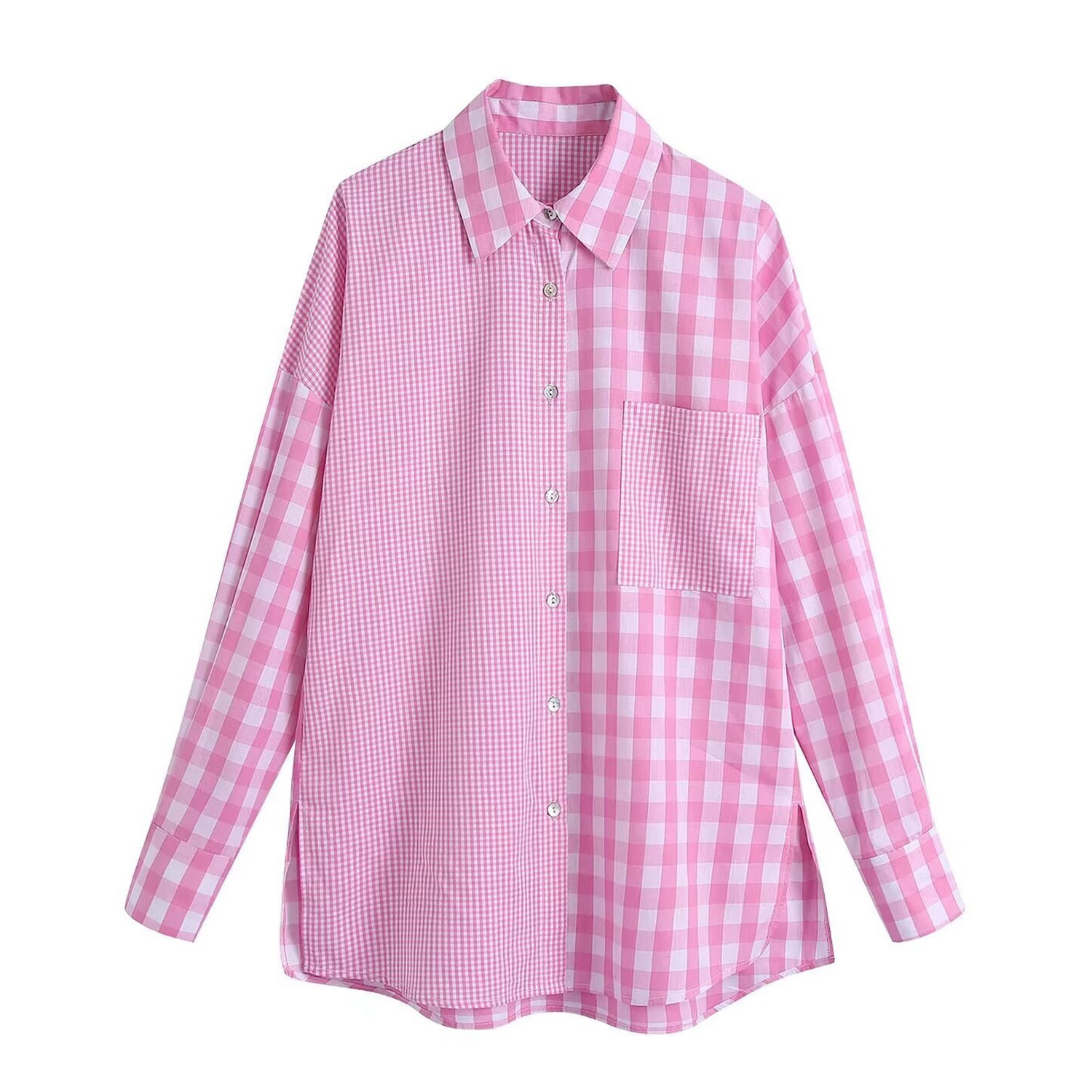 Camicetta da donna patchwork, elegante e versatile, modello KUN-00014