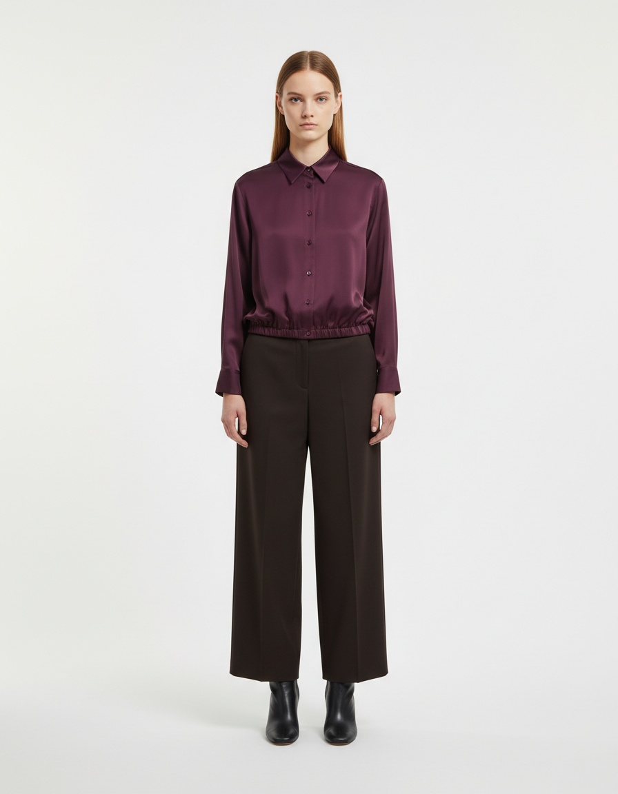 Camicetta in raso con maniche a palloncino - Stile europeo KUN-00017