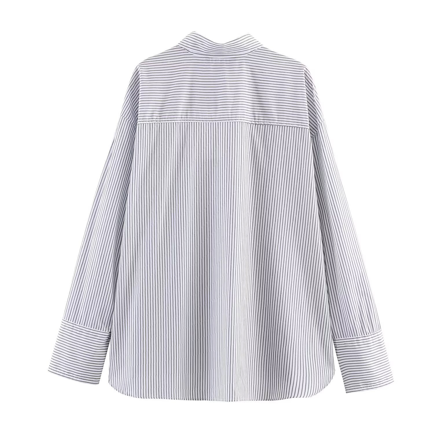 Camicia, sciarpa, cravatta e blusa elegante in popeline a righe KUN-00020