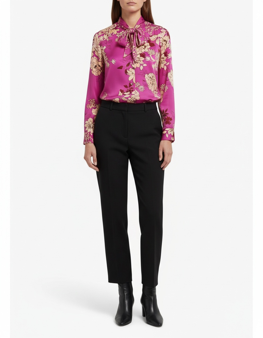 Camicetta in seta stampata - Top alla moda europeo chic KUN-00022