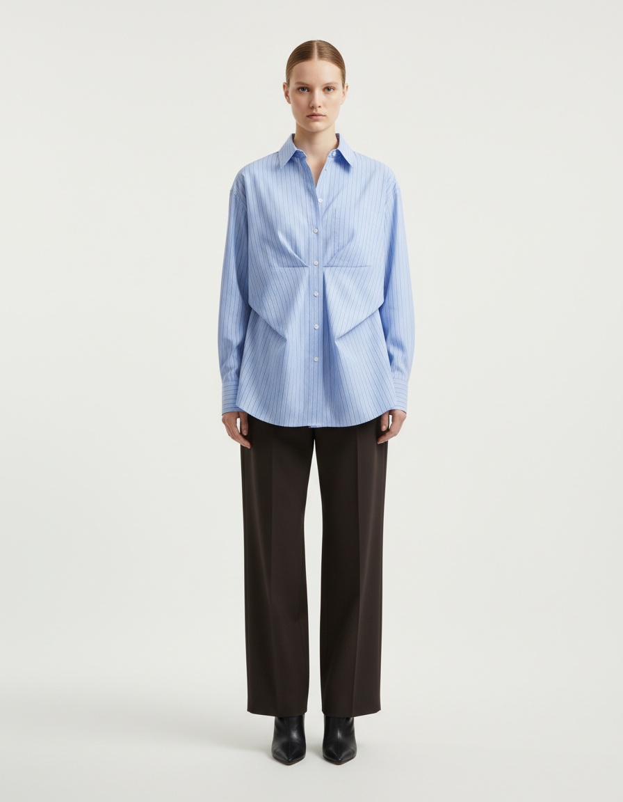 Camicia oversize in popeline di cotone - Elegante e moderna KUN-00025