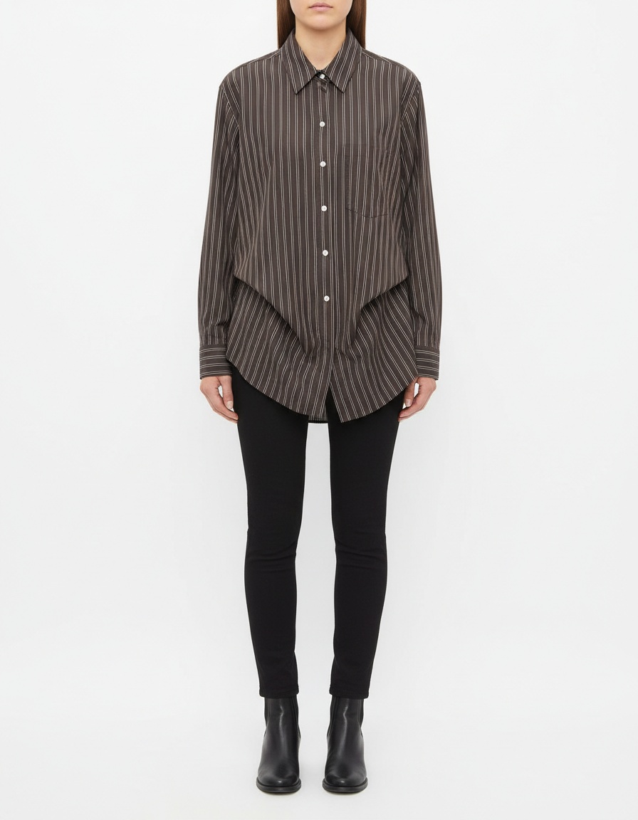 Camicia oversize in popeline di cotone - Elegante e moderna KUN-00025