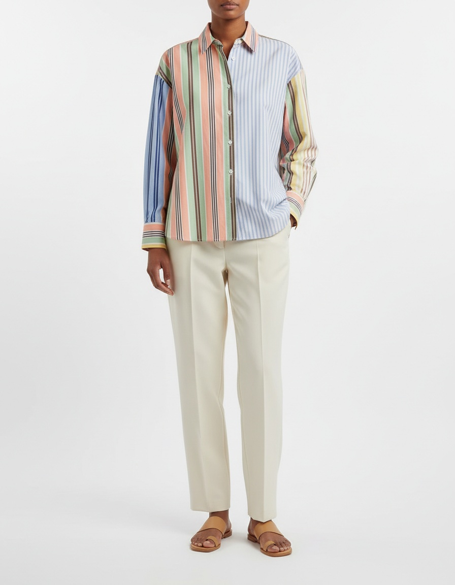 Camicia oversize in popeline di cotone - Elegante e moderna KUN-00025