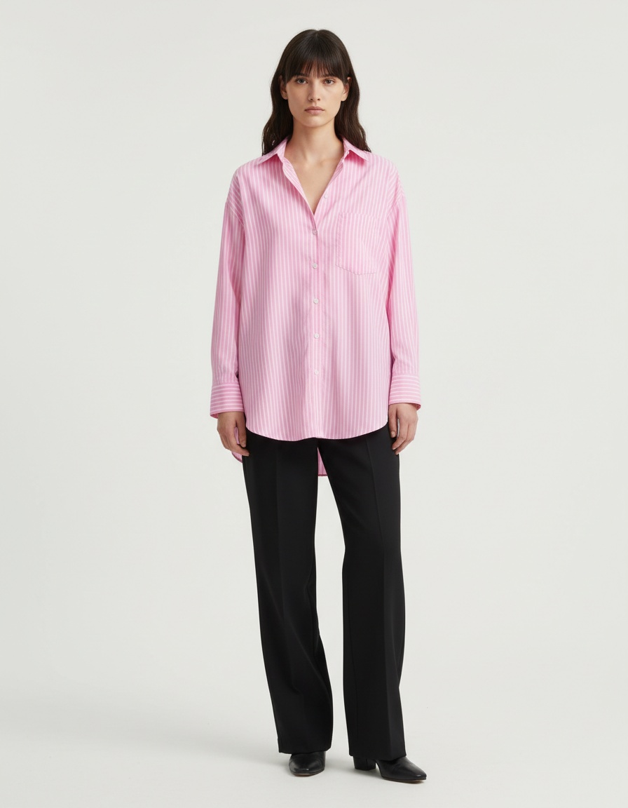 Camicia oversize in popeline di cotone - Elegante e moderna KUN-00025