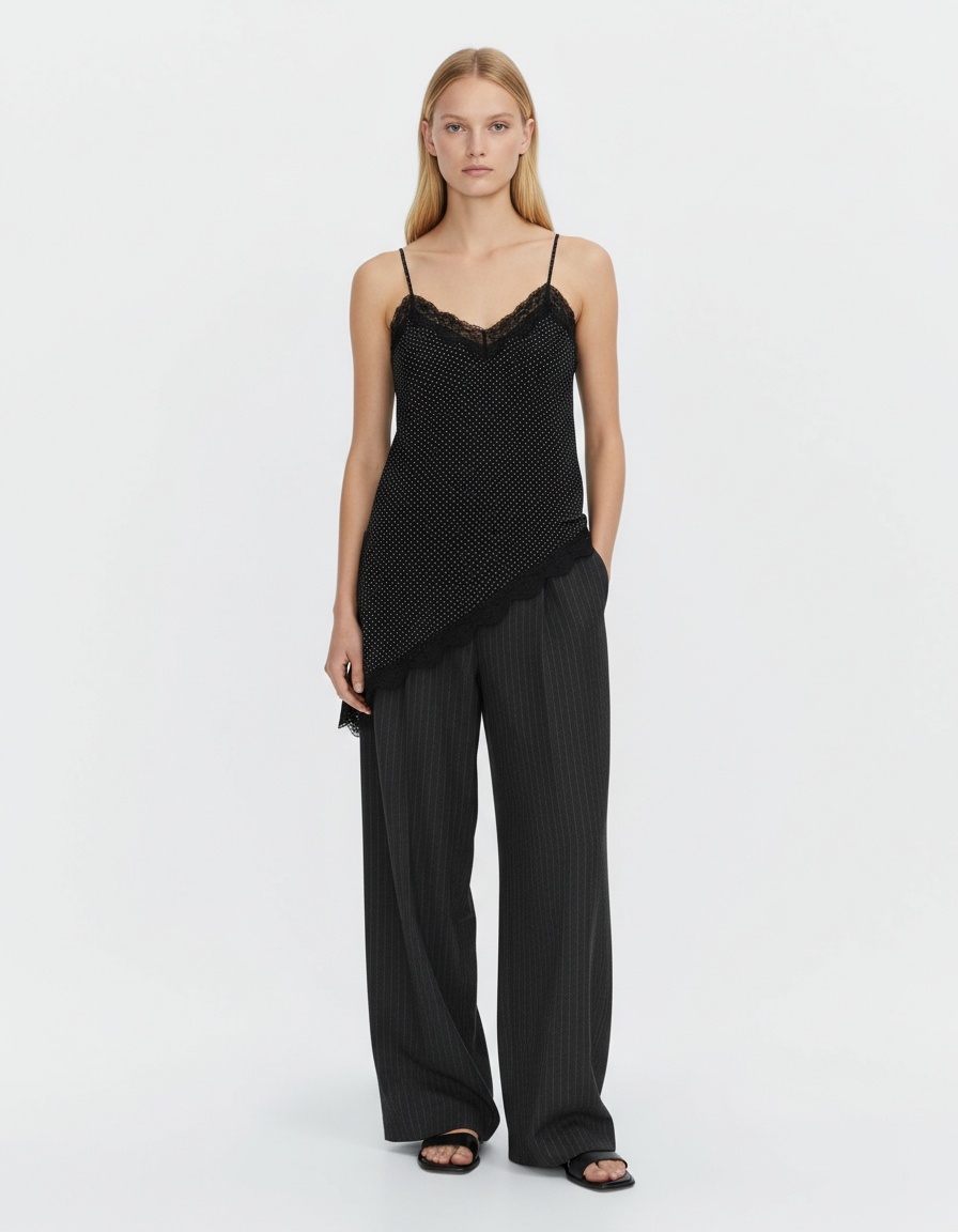 Top asimmetrico da donna a pois - Trendy Chic KUN-00026