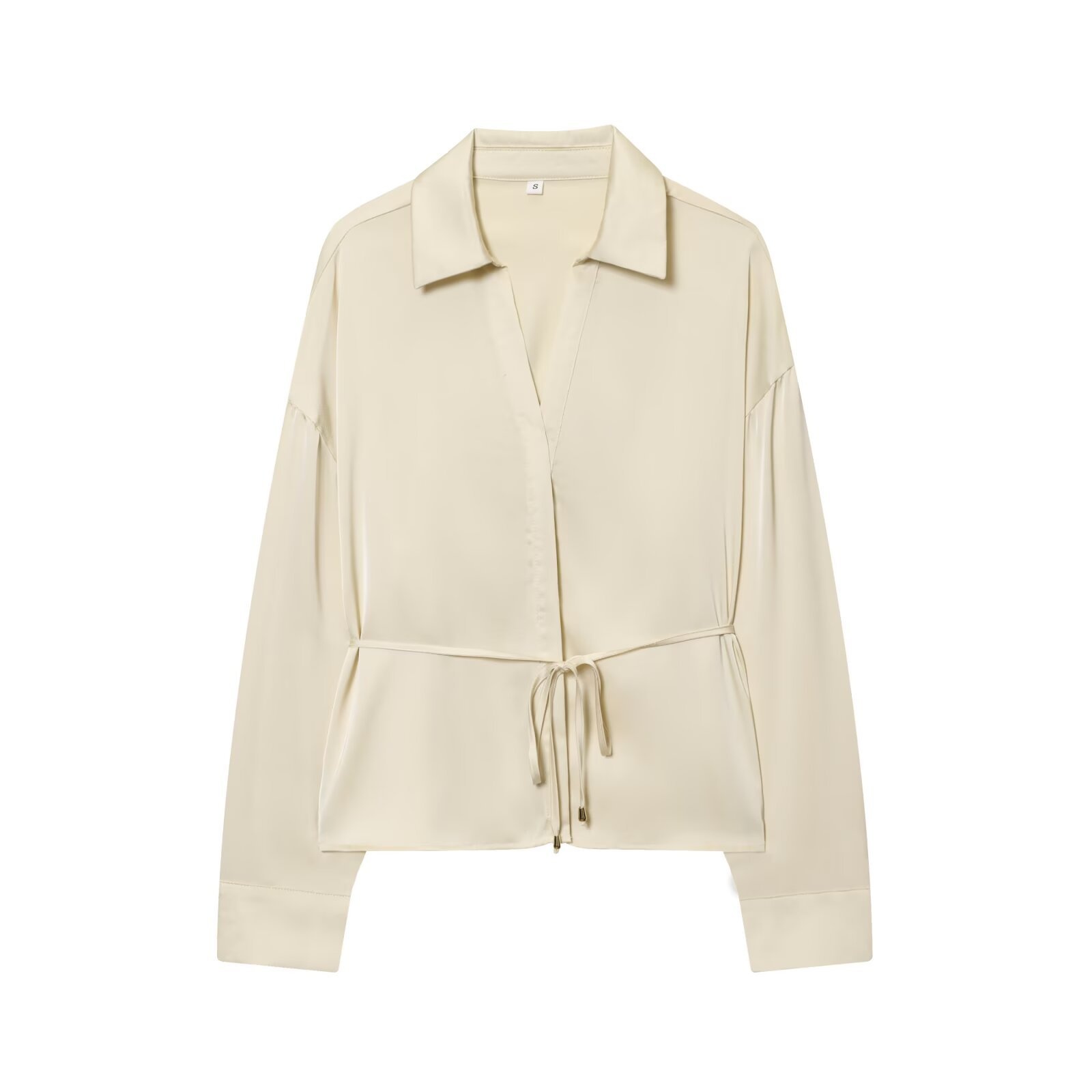 Camicetta elegante in raso di seta, vestibilità slim, modello KUN-00028