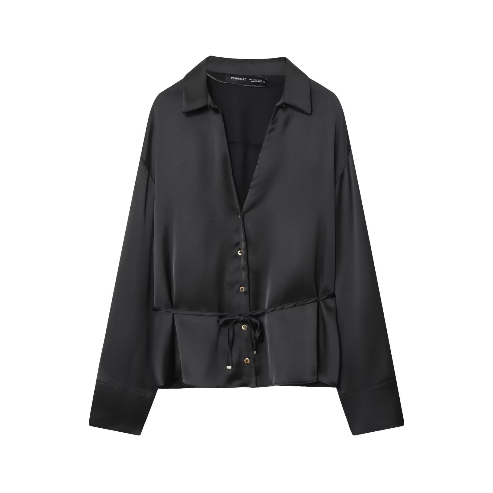 Camicetta elegante in raso di seta, vestibilità slim, modello KUN-00028