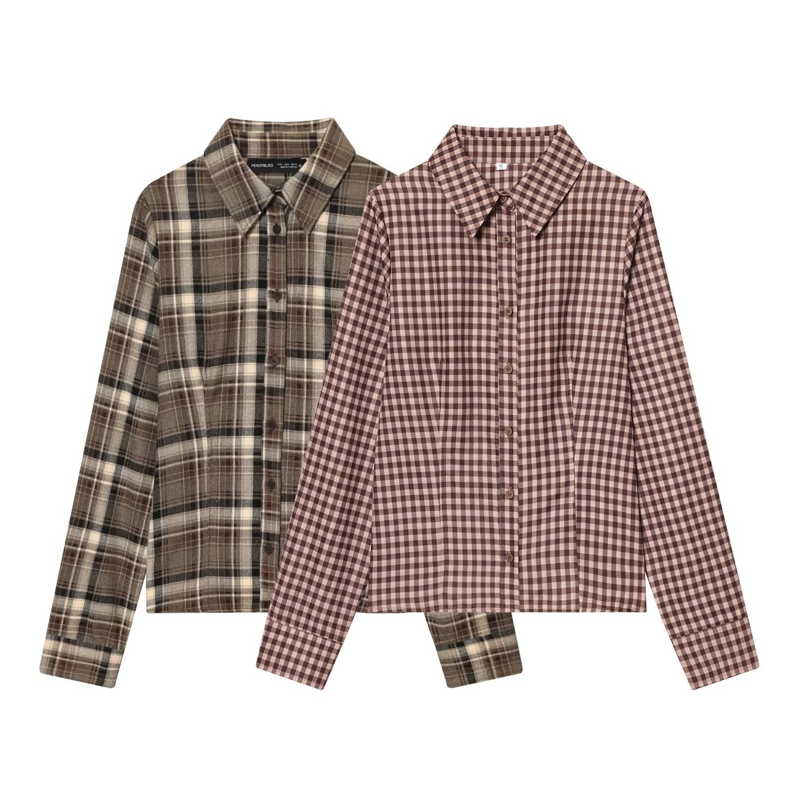 Camicia a quadri slim fit in tessuto originale, stile europeo KUN-00030