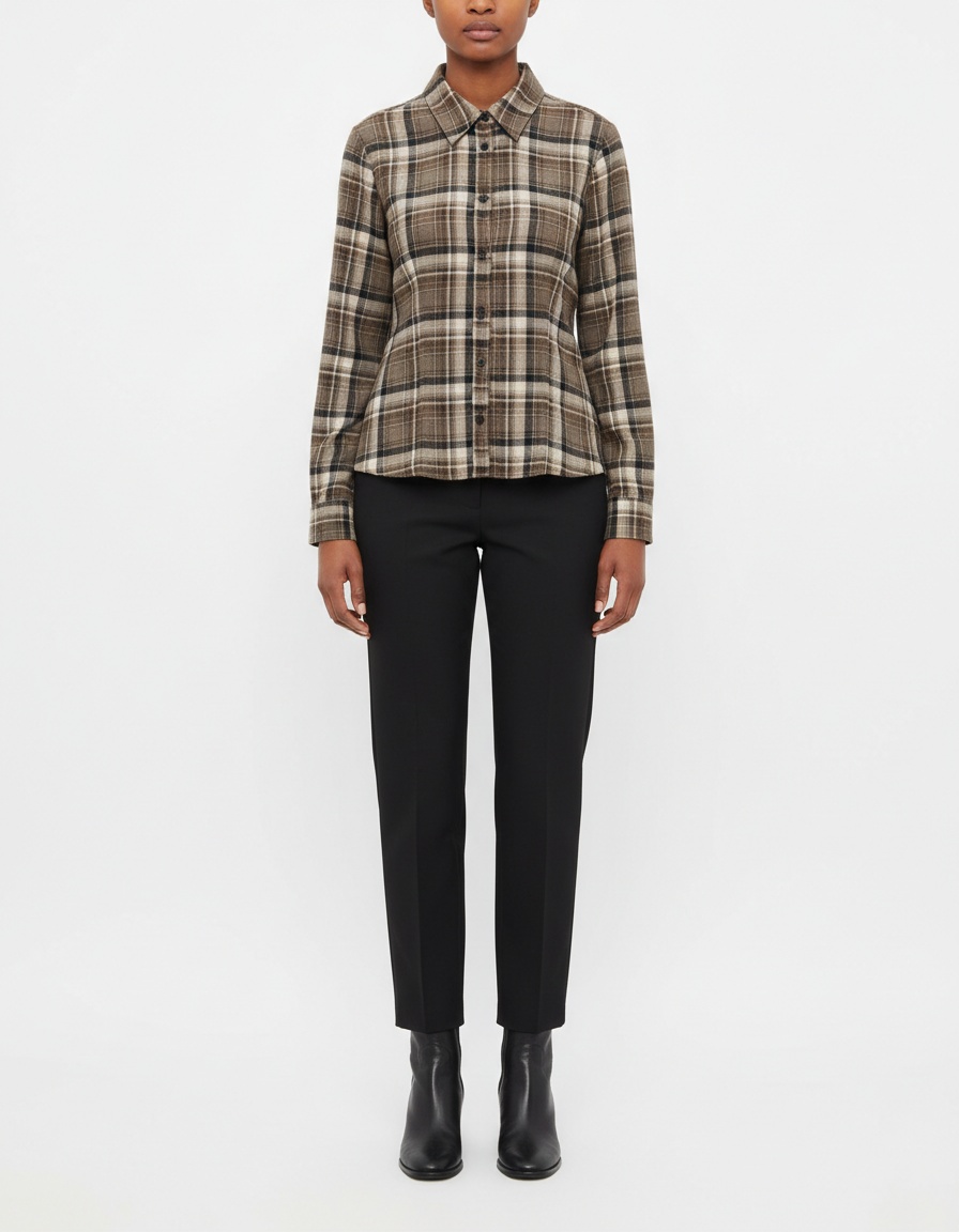 Camicia a quadri slim fit in tessuto originale, stile europeo KUN-00030