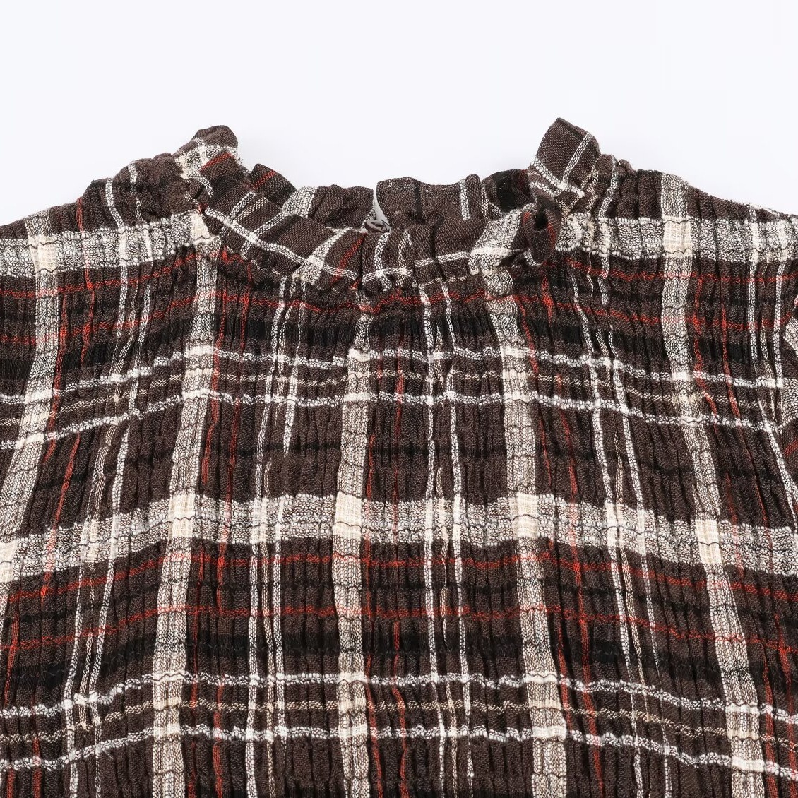 Camicia da donna a maniche lunghe con colletto alla coreana e motivo a nido d'ape KUN-00032