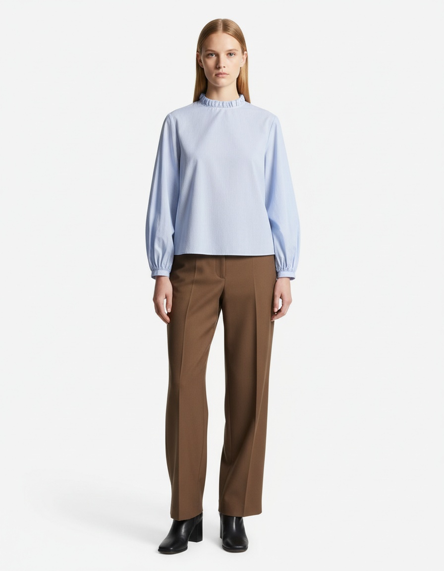 Camicia a strati in popeline - Top da donna in stile europeo chic KUN-00041