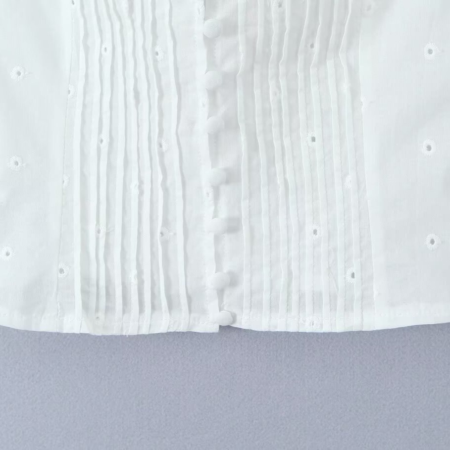 Camicetta in pizzo monopetto aderente, stile europeo KUN-00045