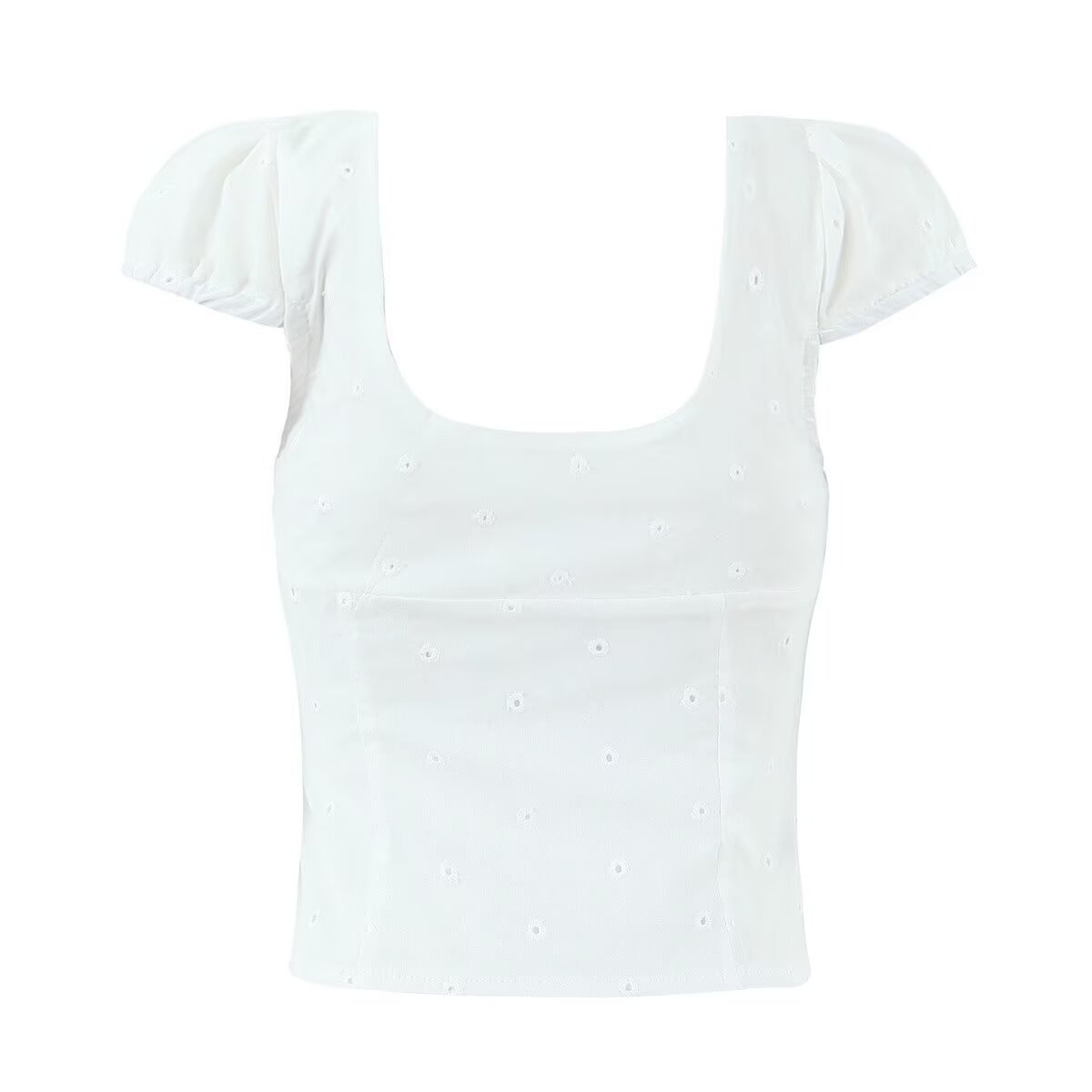 Camicetta in pizzo monopetto aderente, stile europeo KUN-00045