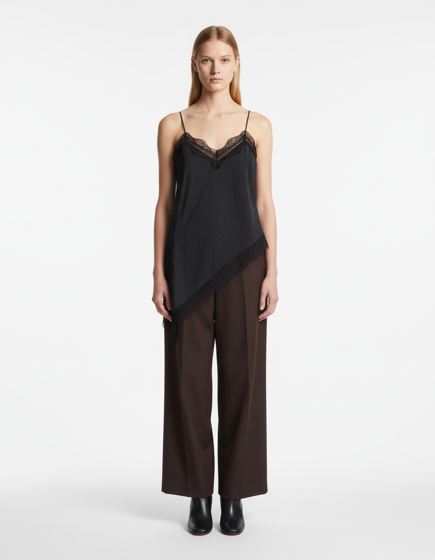 Top asimmetrico a pois - Trendy e versatile KUN-00047