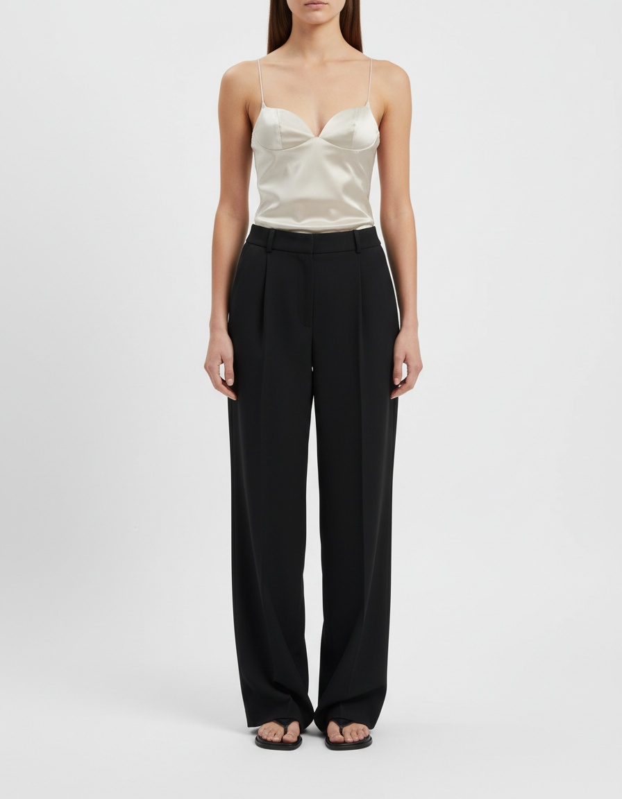 Top in raso di seta con scollo a cuore - Elegante stile europeo KUN-00048