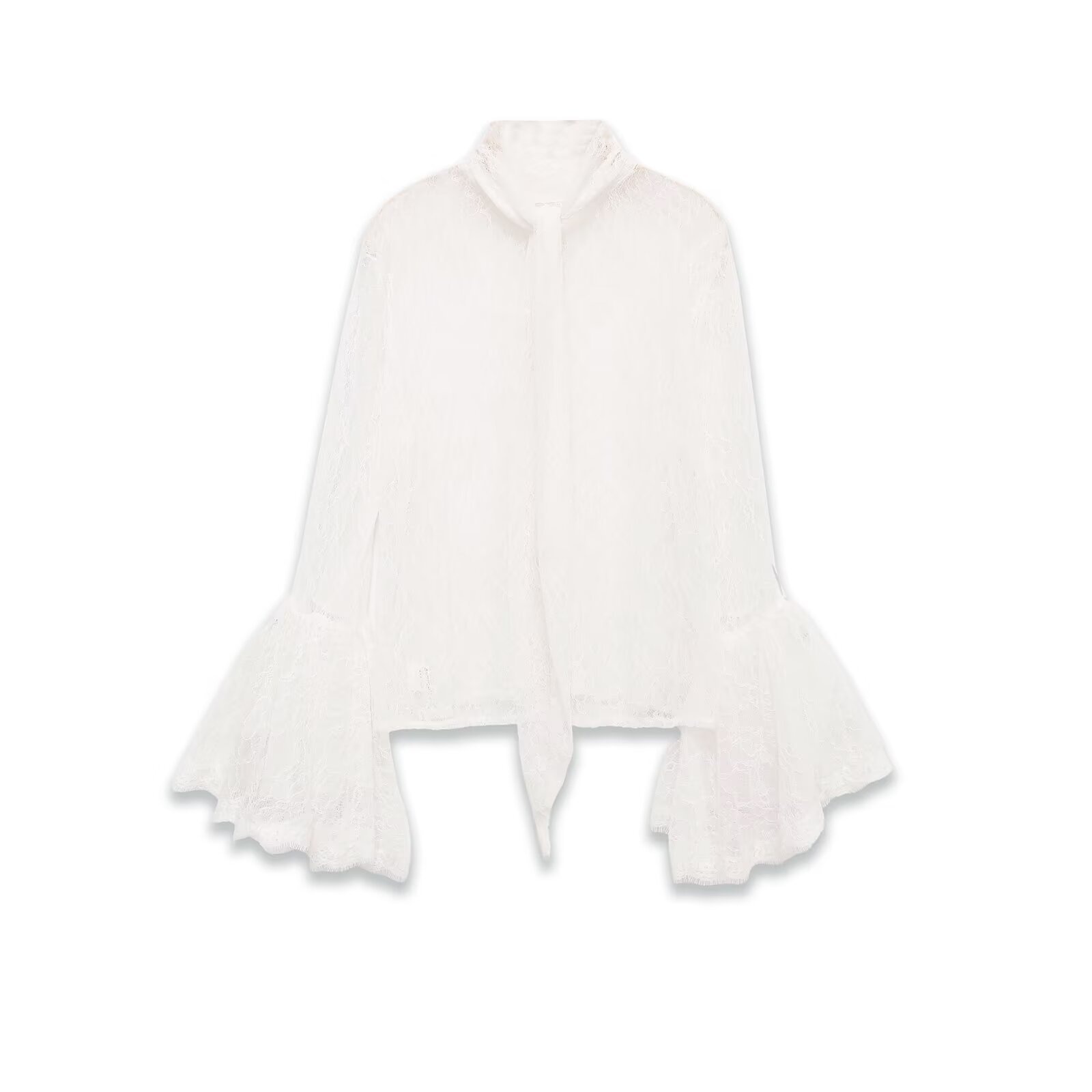 Blusa punk con maniche a campana e inserti in pizzo KUN-00058