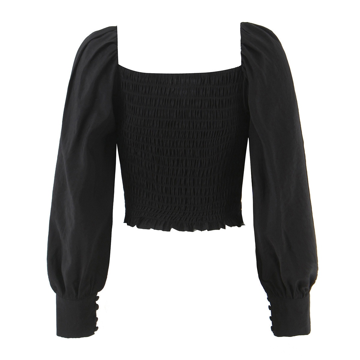 Camicetta da donna stile francese vintage con elastico in vita (KUN-00059)