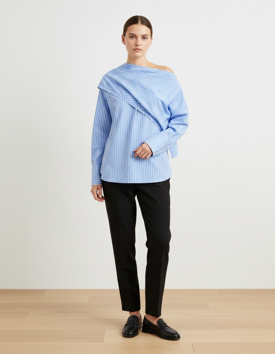 Camicia-sciarpa a righe - Versatile ed elegante KUN-00064