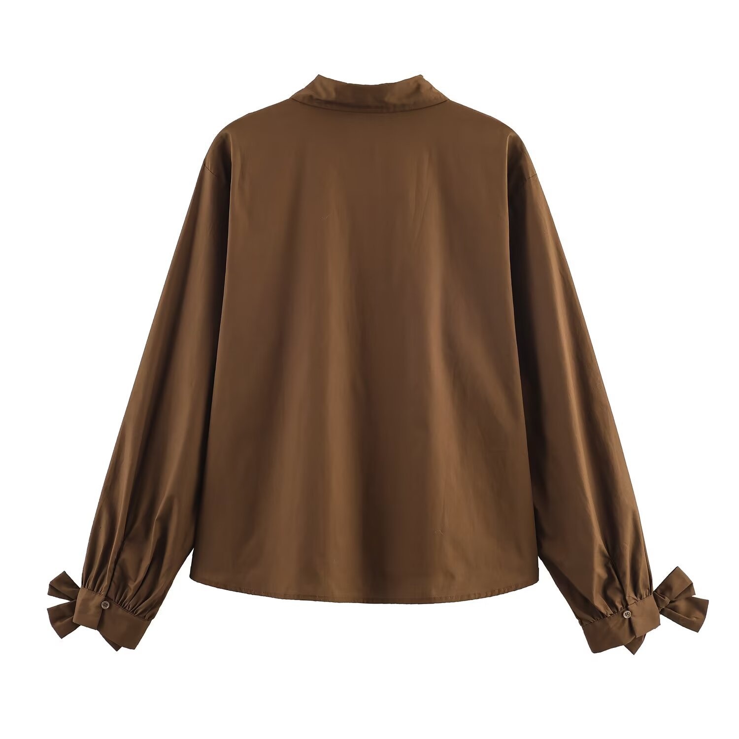 Camicia in popeline con fiocco - Blusa da donna in stile europeo chic KUN-00070