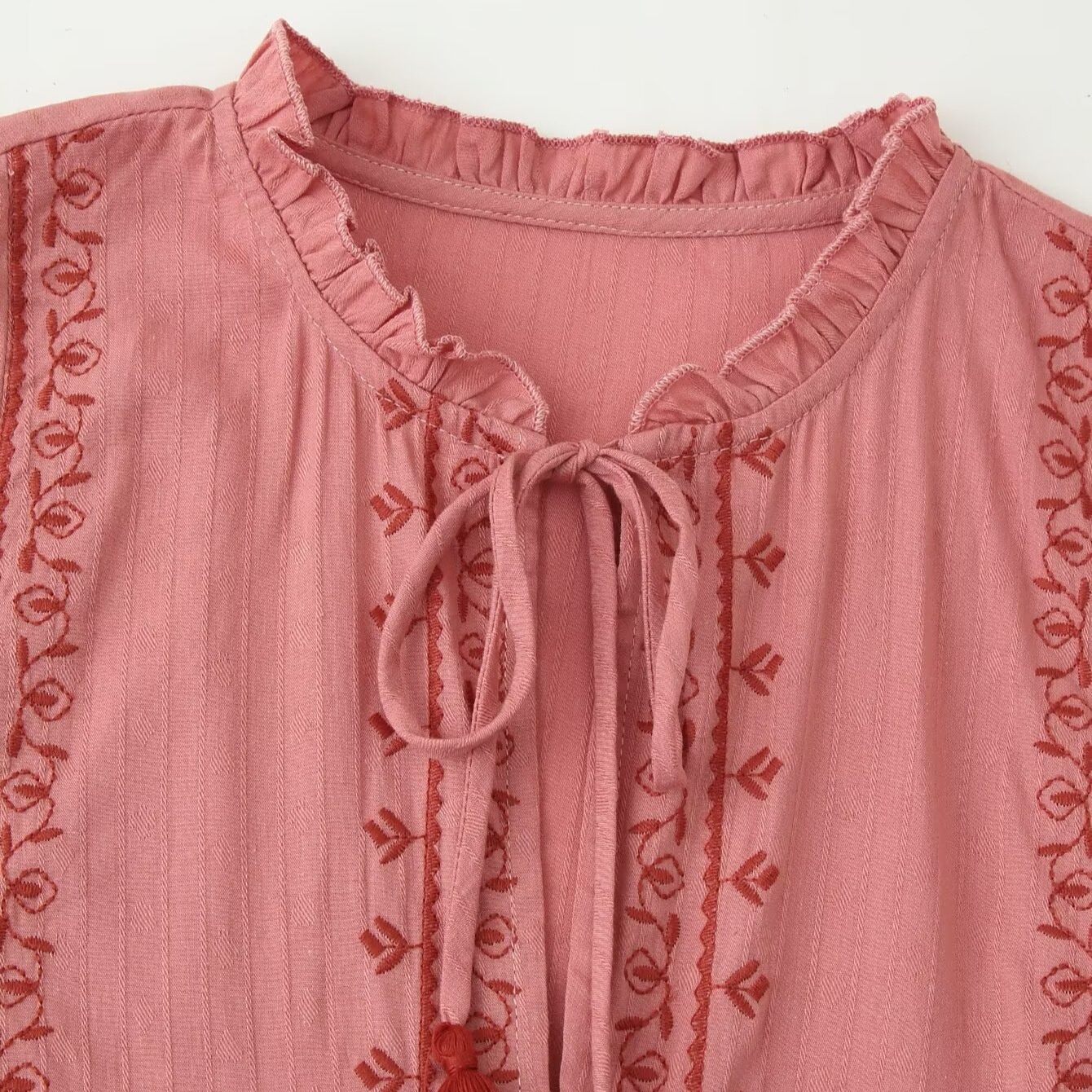 Camicia a blocchi di colore ricamata - Stile chic europeo KUN-00073