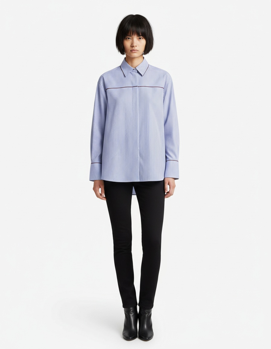 Camicia da donna con inserti a blocchi di colore - Stile chic europeo KUN-00074