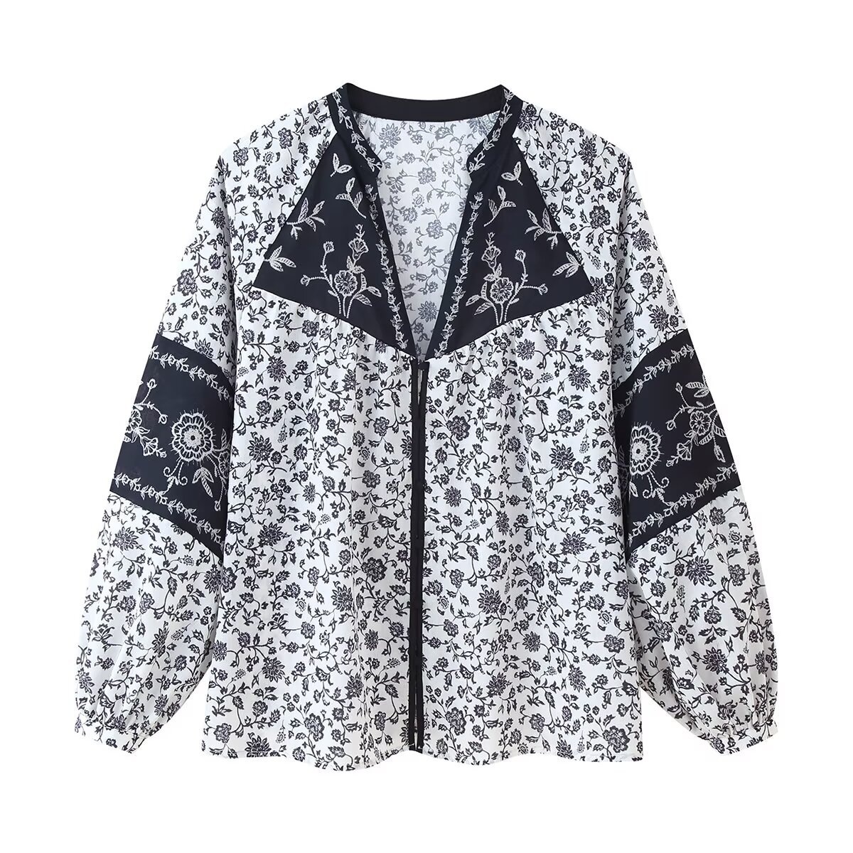 Camicetta con stampa floreale - Camicia chic in stile europeo KUN-00075