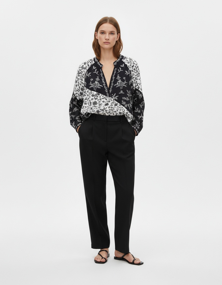 Camicetta con stampa floreale - Camicia chic in stile europeo KUN-00075