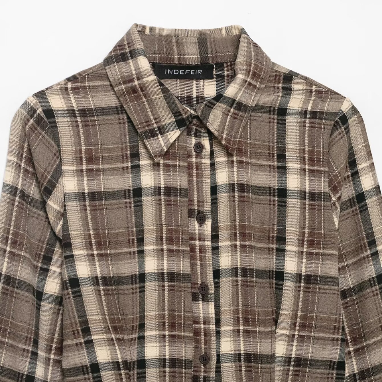 Camicia a quadri aderente - Stile chic europeo KUN-00079