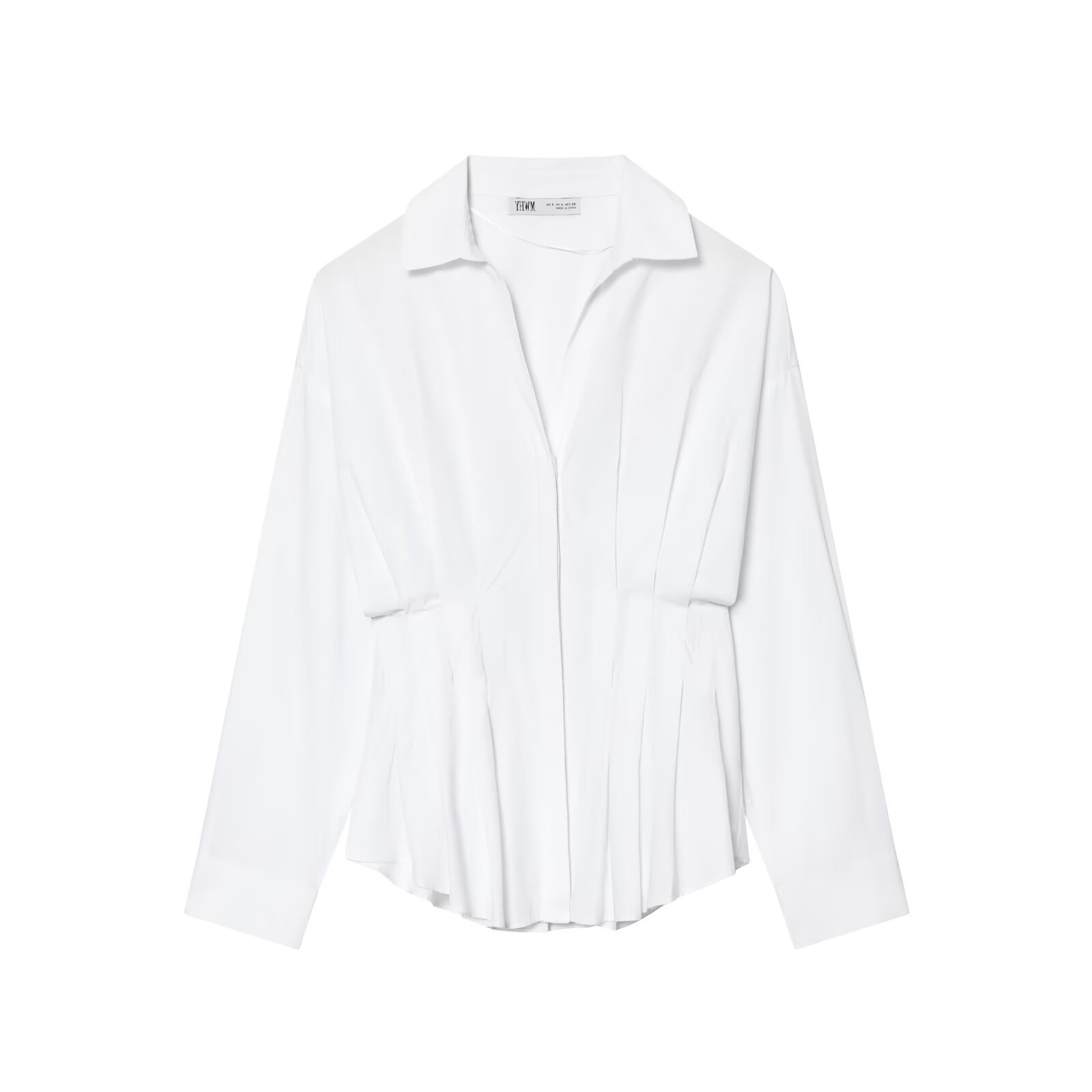 Camicetta in popeline con pieghe, modello KUN-00084