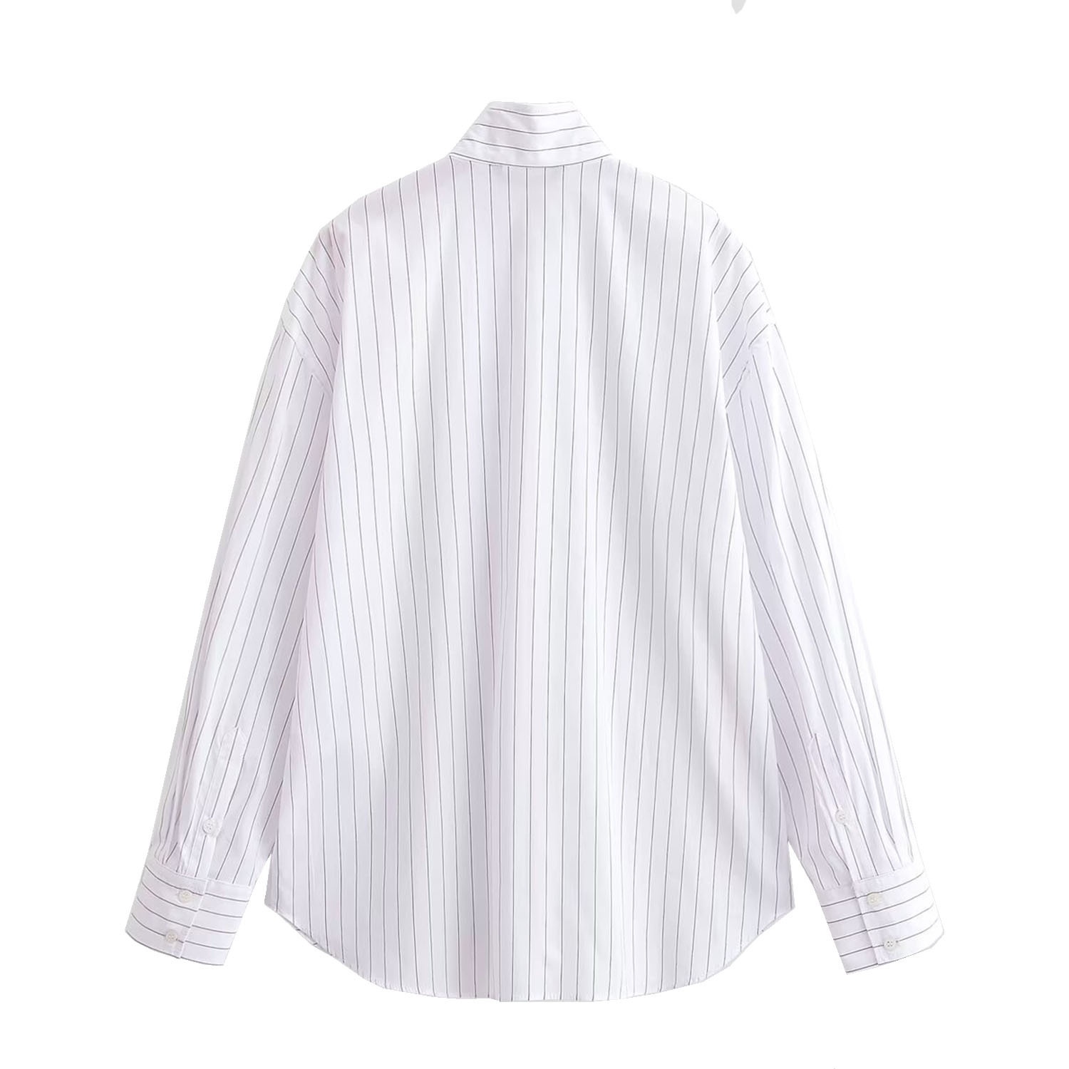 Camicetta a righe con sciarpa - Camicia alla moda in stile europeo KUN-00085