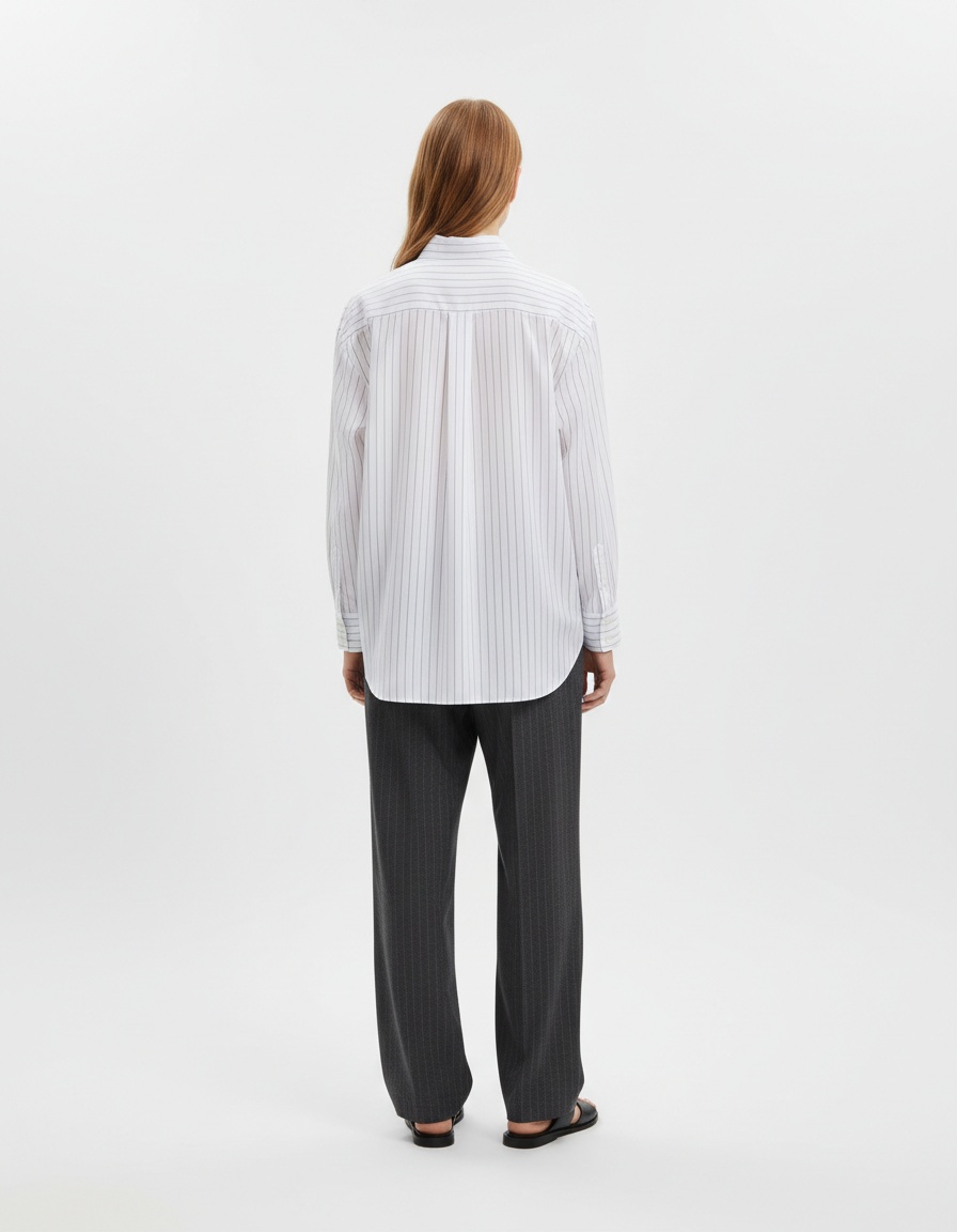 Camicetta a righe con sciarpa - Camicia alla moda in stile europeo KUN-00085