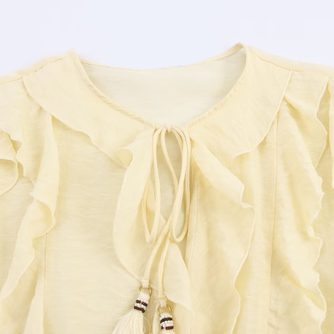 Blusa a strati con volant, stile romantico, modello KUN-00093