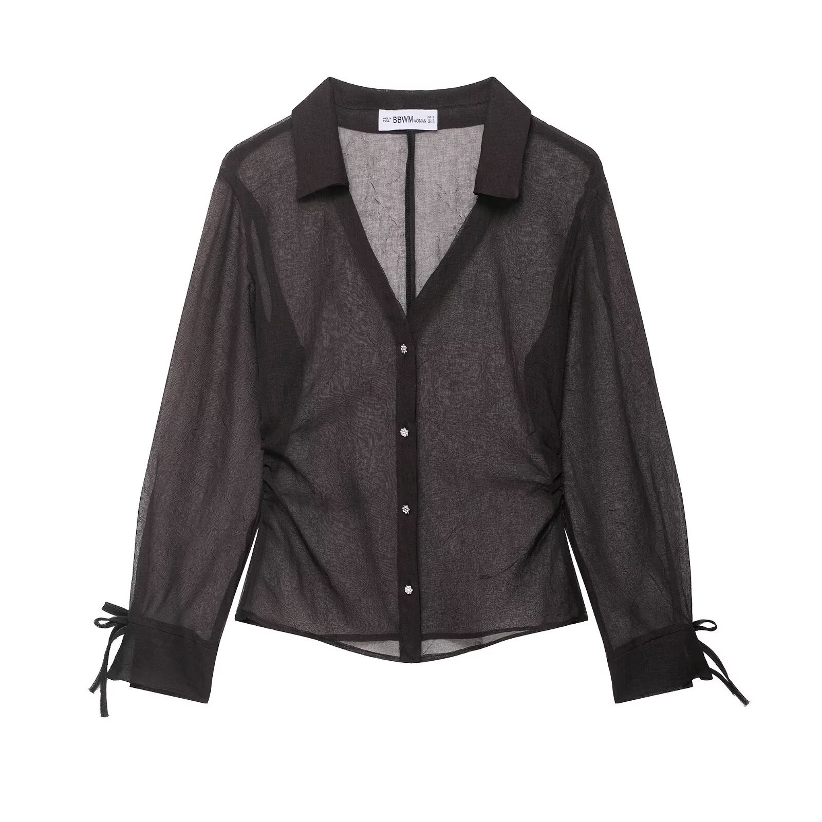 Camicetta semitrasparente con fiocco - Top da donna alla moda KUN-00095