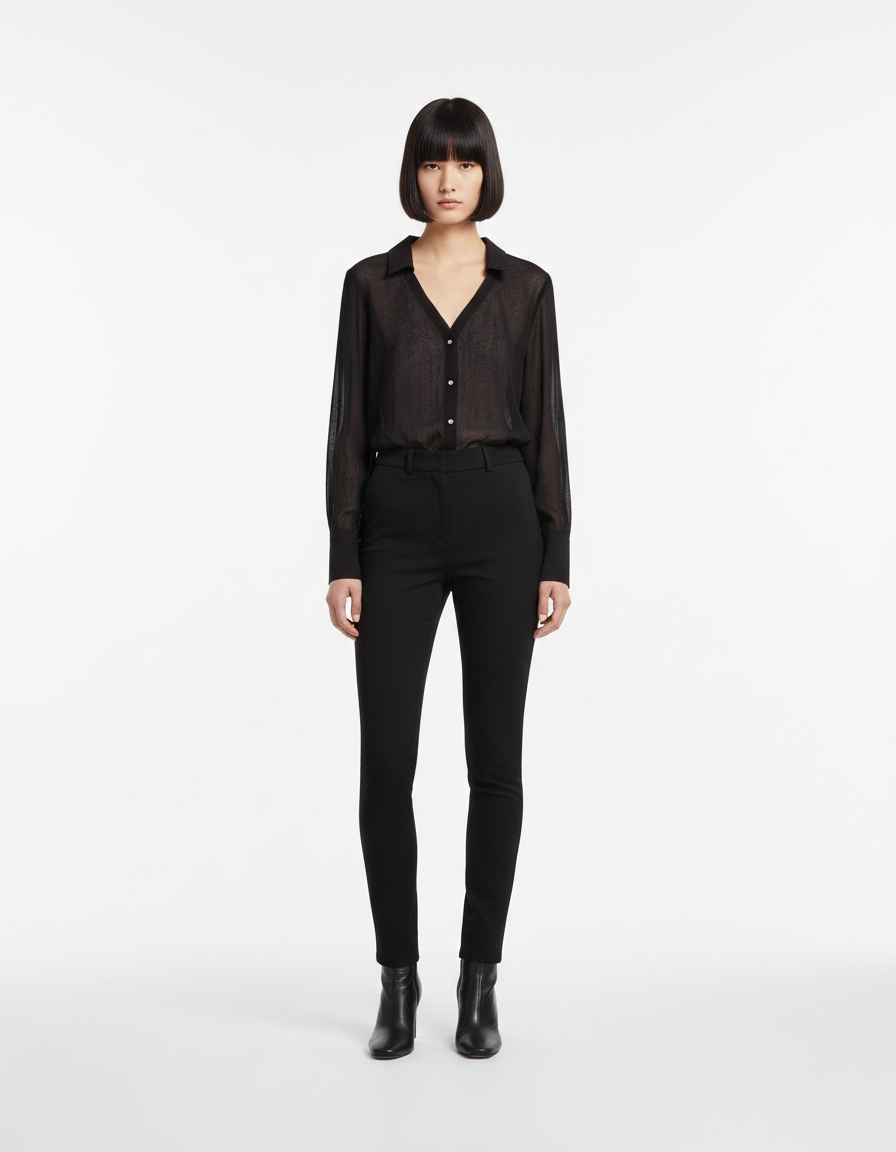 Camicetta semitrasparente con fiocco - Top da donna alla moda KUN-00095