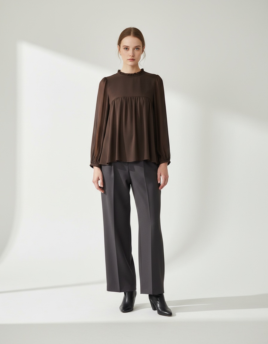 Camicetta da donna a strati, fluida e chic, stile europeo KUN-00097